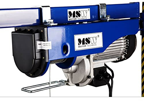 MSW Motor Technics PROLIFTOR 250 Paranco Argano Verricello Elettrico (250 kg, 540 W, Cavo di acciaio 12 m, Resistenza del cavo 800 kg)