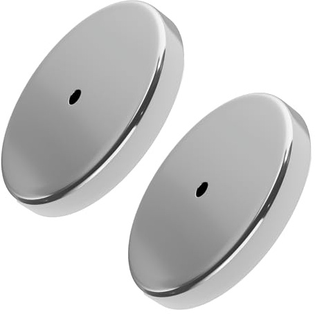 Master Magnetics Ceramic Round Base Magnet Fastener Pack - Heavy-Duty Strong Magnets - 95 lb Pull Each - Nickel-Plated - 3.20'' Diameter - 0.270'' Hole - 0.445'' Thick - 2-Pack
