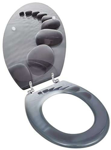 vidaXL Toilettensitz MDF Deckel Steine Toilettendeckel Klodeckel WC Sitz
