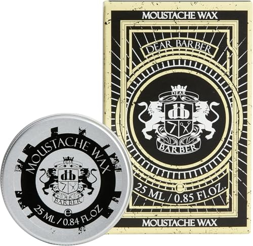 Dear Barber CIRE À MOUSTACHE, 25 ml – Fixation Forte, Stylisation Flexible – Nourrit et Protège avec Huiles de Jojoba & d’Avoine, Tenue Longue Durée