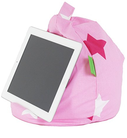 iPad, eReader & Book Mini Bean Bag By Bean Lazy Fits All tablets and eReaders - Pink Stars