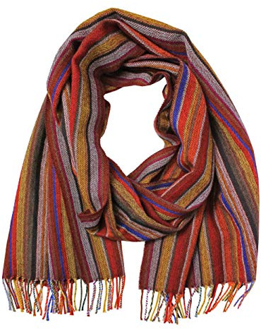 Rotfuchs Herrenschal Winter Streifen & Fischgrat modisch 100% Wolle (Merino) (52 x 190 cm, weinrot bunt)