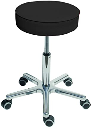 Dreh-Hocker Polster/Kunstleder, Modell 3862.1, mit Rollen, Sitz Kunstleder Schwarz (hoch), von Lotz