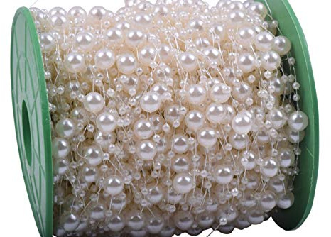 KAOYOO 200 Feet Artificial Pearls String Beads Chain Garland Flowers Wedding Party Decoration