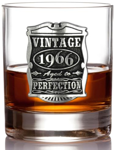 English Pewter Company Vintage Years 1966 60th Birthday or Anniversary Whisky Glass Tumbler - Unique Gift Idea for Men [VIN002]