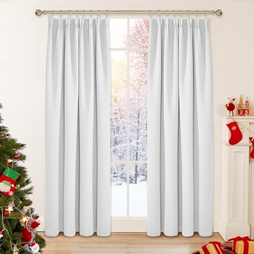 Deconovo Verdunkelungsvorhang Scheibengardine mit Kräuselband Küchengardine Kurz Fenstervorhang, 160x132 cm(HöhexBreite), Silber Grau, 2er Set