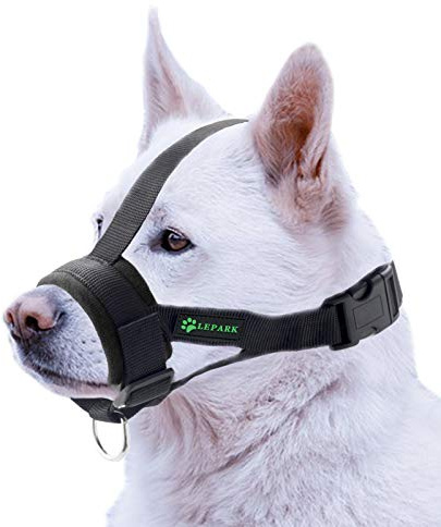 ILEPARK Hunde Maulkorb Soft Nylon Haustier für Kleine,Mittlere und Große Hund,Verhindert Beisen, Bellen und Kauen abzuhalten anpassbare (M,Schwarz)