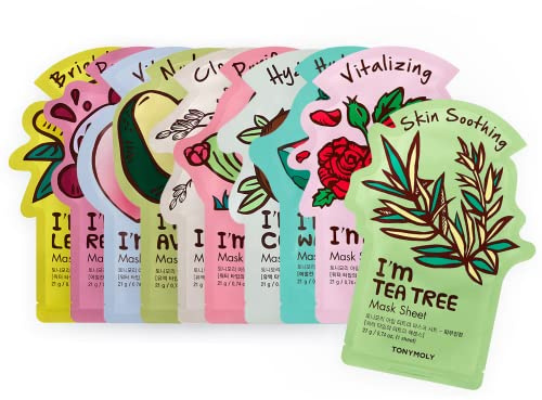 TONYMOLY I’m Sheet Mask Gift Set – Korean Face Mask Variety Pack with Hydrating & Vitamin Essences, 10 Pack