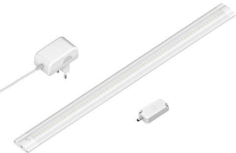 ledscom.de LED Unterbau-Leuchte SIRIS weiß matt mit Netzteil und Touch-Dimmer, flach, 50cm, 531lm, warm-weiß