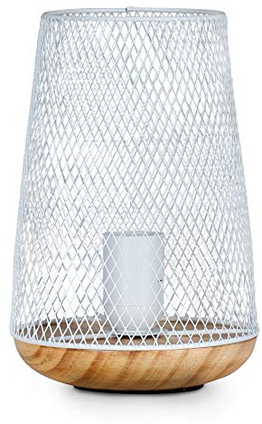 levandeo Tischlampe Metall Weiß H22cm Holz Lampe Standleuchte Leuchte Deko Tischdeko Retro Industrial Style Industrie Look