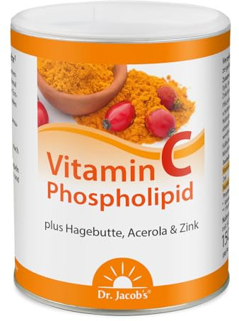 Dr. Jacob’s Vitamin C Phospholipid I für Immunsystem¹ und Nerven² | Mit Phospholipiden, Zink, Acerolakirsche und Hagebutte I guter Geschmack – ideal auch für Kinder I 150 g, 88 Portionen