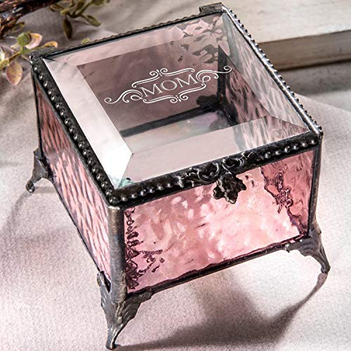 for Mom, Grandma, Wife or Daughter - Pink Jewelry Box - J Devlin Box 903 EB239 Personalized Stained Glass Keepsake Box