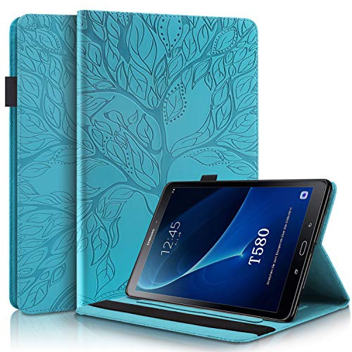 Succtop Hülle Samsung Galaxy Tab A Schutzhülle PU Leder Taschehülle Flip Brieftasche Stand Tablet Hülle mit Kartenschlitz Stifthalter für Galaxy Tab A 2016 10.1 Zoll SM-T580 / SM-T585 Blau