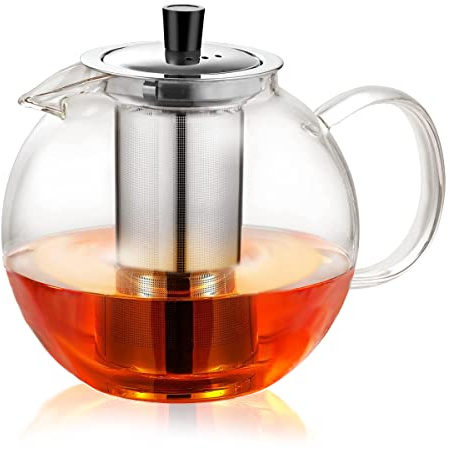 Ehugos Teekanne mit Siebeinsatz, Teekanne Glas 1500ml Glasteekanne Hitzebeständig Hochwertige Teebereiter für Kalte und Heiße Getränke-Spülmaschinenfest