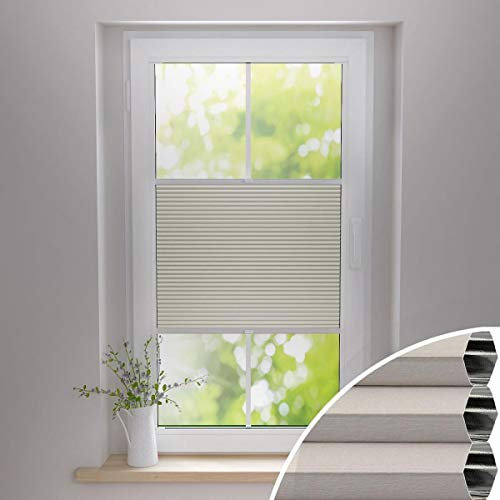 Gardinen21 Thermo Wabenplissee ohne Bohren | Waben-Plissee Klemmfix | Plissee 95x130 für Türen & Fenster | Sonnenschutz, Sichtschutz, Schallschutz, 100% Verdunkelung