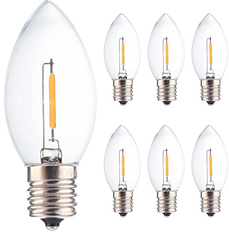 FANNIS 6 Pack C9 E17 LED Light Bulb 5 Watt Equivalent, 10000+ Hours 2700K Soft Warm White Light Bulbs, 0.5W Low Wattage Replacement Bulbs for Outdoor Holiday Christmas Tree Decorative String Lights