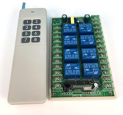 500 m CA 220 V 230 V 8 canales RF inalámbrico mando a distancia interruptor LED bombilla interruptor receptor emisor NO COM NC controlador mando a distancia interruptor industrial
