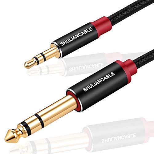 SHULIANCABLE 3.5mm auf 6.35mm Klinke Audio Kabel, Stecker zu Stecker Stereo Audio AUX Kabel für Gitarre, Mischpult, Mikrofon, Recorder, Laptop, Verstärker etc (5M)