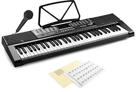 Max KB2 Electronic Keyboard 61-Key Digital Piano with Built-in Speakers, USB MP3 Player, Microphone, Music Stand and Removable Note Stickers – Keyboard for Learner & Music Keyboards