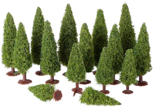 IMIKEYA 15 Stück Modellbäume Miniatur Bäume Modellbau Bäume Deko Modellbau Zubehör Modell Cedar Trees Architektur Baum für DIY Landschaft Eisenbahn, 10/8/6 cm