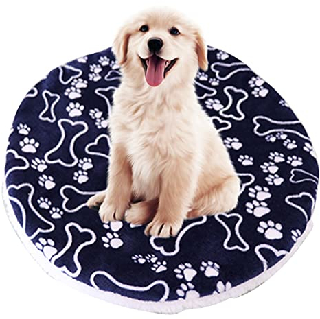 YUPPIE TONE Waschbare Haustiermatte Rundes Haustierdecke Hundedecke Katzendecke für Hund Katze - Knochen 42 * 42cm