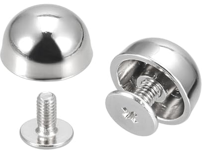 sourcing map 12x7mm Screw Back Rivets Hollow Round Head Leather Studs Spike Silver Tone 8 Sets