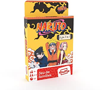 Shuffle – Gioco Naruto - 3 giochi in 1-7 famiglie, azione e battaglie - Gioco di carte per bambini e famiglia - a partire da 4 anni