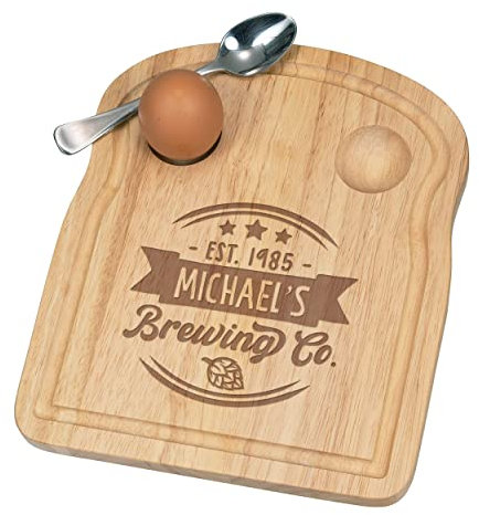 Personnalisé Fofolle Coquetier Board Brassage Co Rond Logo Tout Nom Petit Déjeuner en Bois Personnalisé Pâques