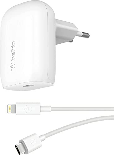 Belkin 30-W-USB-C-Ladegerät mit USB-C/Lightning-Kabel, PPS, PowerDelivery, USB-IF-zertifiziert PD 3.0 zum schnellen Laden des iPhone 14, 13, 12 Pro, Pro Max, mini und anderen Geräten