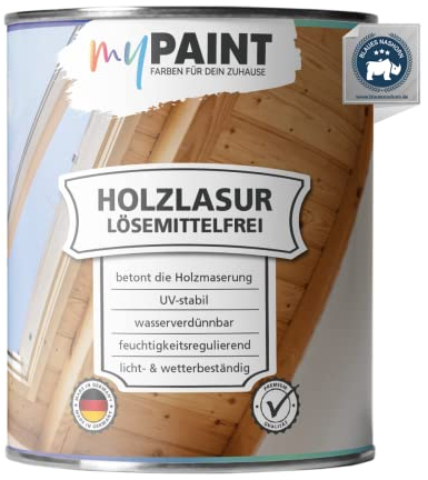 myPAINT® Holzlasur lösemittelfrei (750ml, Anthrazitgrau) seidenglänzende Holzlasur Außen- Holz Grundierung - Holz Lasur - Holzlasur Aussen - Made in Germany