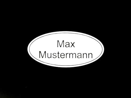 chapa buzón personalizada | Placa grabada personalizada autoadhesiva | nombre y número | Muchas tallas | Resistente a la intemperie | Grabado láser (8x3,5cm Oval con borde, Blanco-Negro)