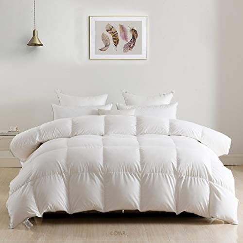 DWR Daunendecke 220x240cm Ganzjahresdecke mit Gänsedaunen und Federn, Medium Warm Bettdecke,Ultraweich Duvet,Steppdecke Federdecke,Geräuschloser,RDS-zertifizierten,(Weiß,680gr.)