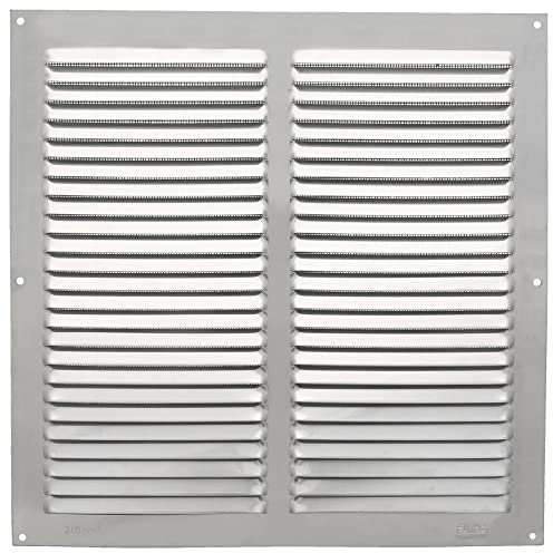 Amig - Aluminium-Gitterplatte mit Fliegengitter | Belüftungsgitter für Luftaustritt | Ideal für Küchen- und Badezimmerdecken | Maße: 300 x 300 mm | Farbe: Silber