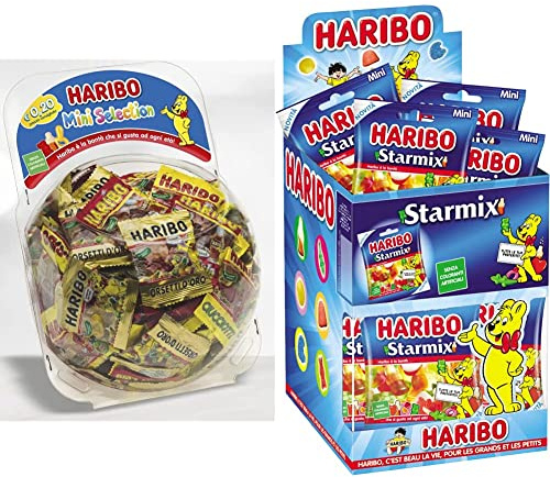 Haribo Mini Selection, Caramelle Gommose, Gusto Frutta - 150 Bustine Da 12gr [1800gr] & Mini Starmix 30 Bustine Da 40gr [1200gr]