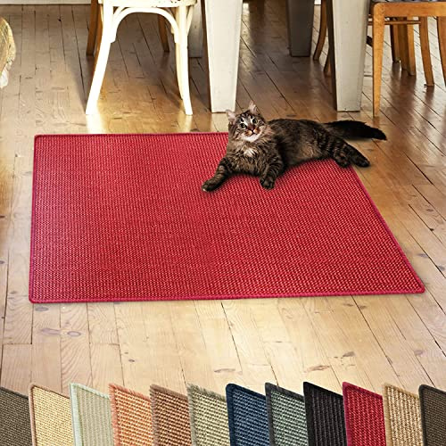 KARAT Sisal Fußmatte Teppich Vorleger Kratzteppich Katzenmöbel Kratzmatte Sisalmatte, widerstandsfähig & in vielen Farben und Größen erhältlich (40 x 60 cm, Rot)