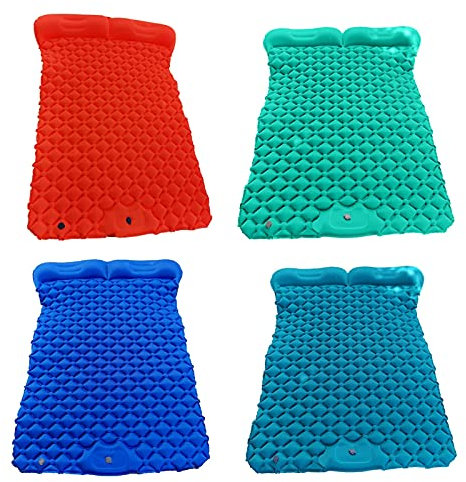 GGZONE Tragbare ultraleichte Outdoor-Camping-Unterlage, Matten-Fußpumpe zum schnellen Aufpumpen, aufblasbare Matratze, 2-Personen-Schlafluftmatte (Farbe: Marineblau) (Orange) Beautiful Scenery