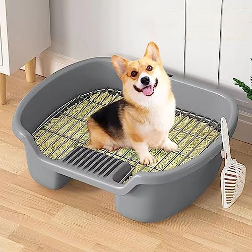 Hundetoilette, Haustier-Trainingstoilette, tragbares Trainings-Haustiertöpfchen für drinnen und draußen, Indoor-Hundetöpfchen für das Training in Wohnung und Terrasse (Color : Gray)