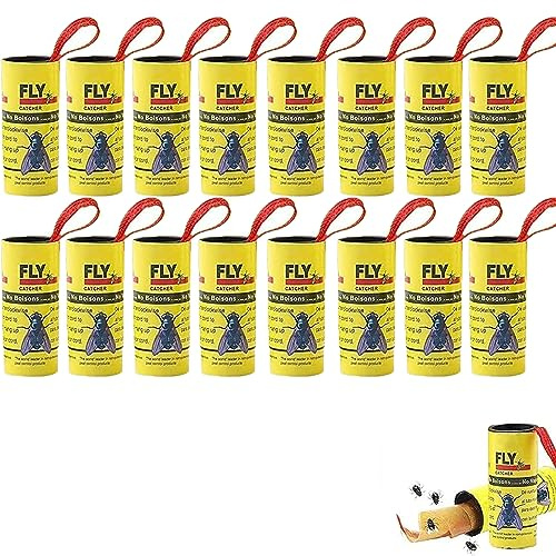 Forlush 16 Pezzi Trappola Mosche per Frutta Appiccicosa, Rotolini Acchiappamosche, Mosca Della Frutta Appiccicosa di Carta, Non Tossico Ed Ecologico per Catturare Mosche, Falene E Insetti, Ecc