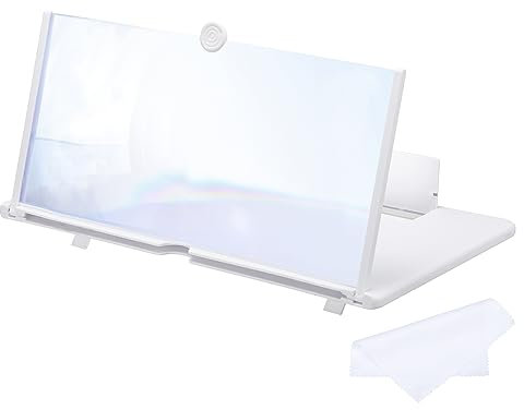 MECCANIXITY Lente d'ingrandimento per schermo da 18 pollici per telefono cellulare, proiettore 3D HD con ingrandimento HD, supporto amplificatore per tutti i telefoni e film, videogiochi, bianco, 14,6