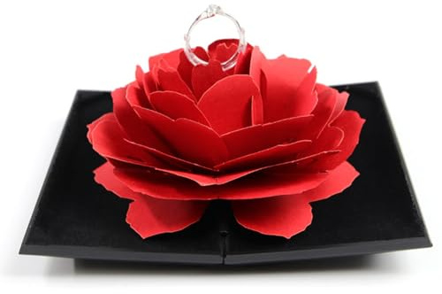 Sqxaldm Porta Anillos de Compromiso Rosa para Boda Caja Anillo Mini 3d Caja Anillo Romantica Caja Para Propuesta De Matrimonio Compromiso para Damas de CumpleañosPerfecto Día de Valentín Aniversario