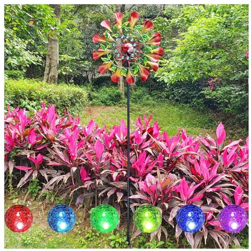 Solar Windrad 210 cm Gartendeko Windrad Edelstahl Kugellager FüR Den AußEnbereich,Terrasse