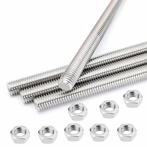 Gewindestange Gewindestäbe Voll Gewindestange Edelstahl 304(M5x200mm,4stk) | Gewindestab mit 8 Sechskantmutter für Die Herstellung von Maschinenbaumöbeln