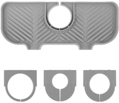 GEEHUA Silicone Faucet Draining Mat - Kitchen Bathroom Worktop Protect (Grey)