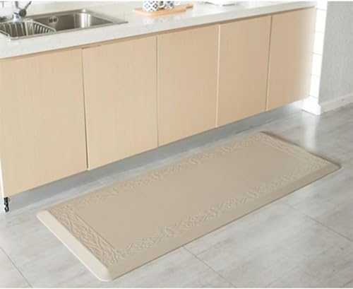 LULUMAIC Bodenmatte, Anti-Ermüdung und Komfort, Schreibtisch-/Bodenmatten für Haus, Waschbecken, Büro, Küche, Matte, gepolsterter Teppich, wasserdicht, rutschfest, 2 cm dick (Farbe: Beige, Größe: 51
