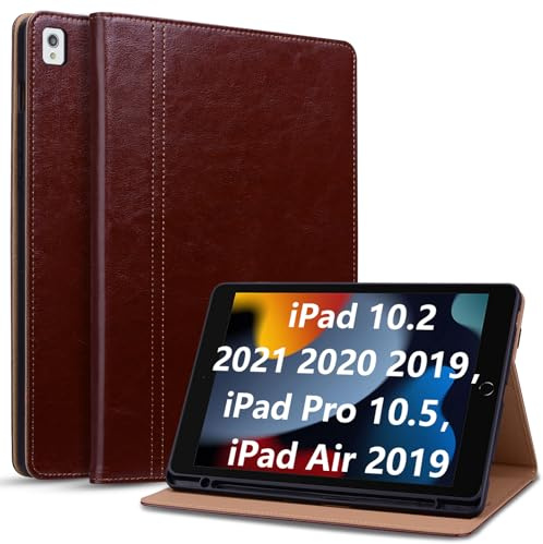 Cicili Hülle für iPad 9./8./7. Generation 10,2 Zoll 2021 2020 2019 Kunstleder Schutzhülle Tablet Case Cover für iPad 10.2/ Pro 10.5 mit Ständer Auto Schlafen/Wachen - Braun