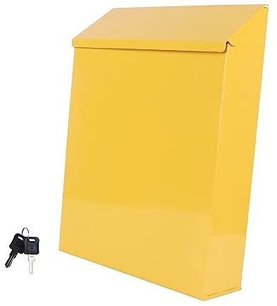 jojofuny Boîte de Rangement Courrier en Fer Jaune Style Européen Créatif et Unique, Petite Boîte aux Lettres Décorative et Fonctionnelle Maison