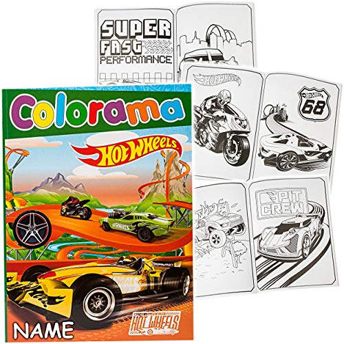 48 Seiten großes XL Malbuch - A4 - inkl. Name - Auto - kompatibel mit Hot Wheels - Jungen - Dickes Kindermalbuch - für Stifte & Wassermalfarben - Bastelbuch..