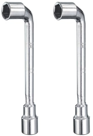 sourcing map 2pcs L Shaped Angled Hex Socket Wrench 13mm 45# Steel Double Ended Metric 6 Point Tubular Socket Spanner for General Repairing, Pipeline, Bicycle Car Maintenance