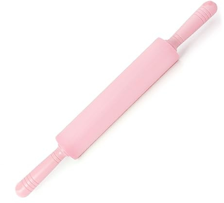 KANLVU Lang Silikon Nudelholz Zum Backen Teigroller Mit Griffen Antihaftbeschichtung Rolling Pin Für Pizza, Fondant, Kruste, Plätzchen & Mehr(Pink)