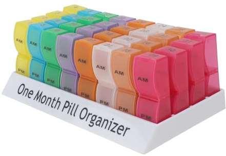 NULYLU 1stück Tragbarer Medikamentenbehälter Für Senioren Lebensmittelgeeignetes Tage Aufbewahrungsbox Für Tabletten Praktische Monatliche Medikamentenorganisation Für Zuhause